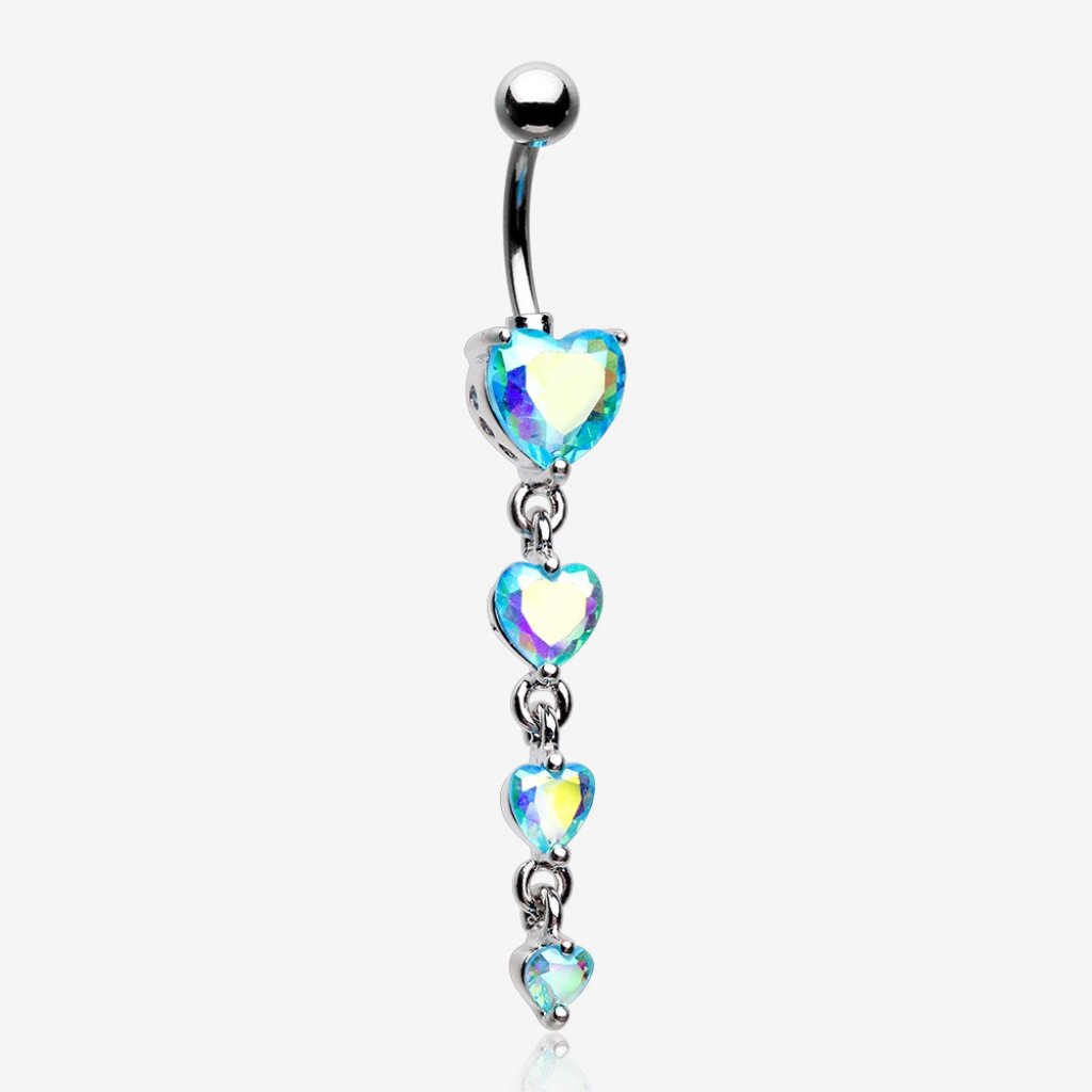 Radiant Heart Sparkle Cascade Chandelier Belly Button Ring 10$